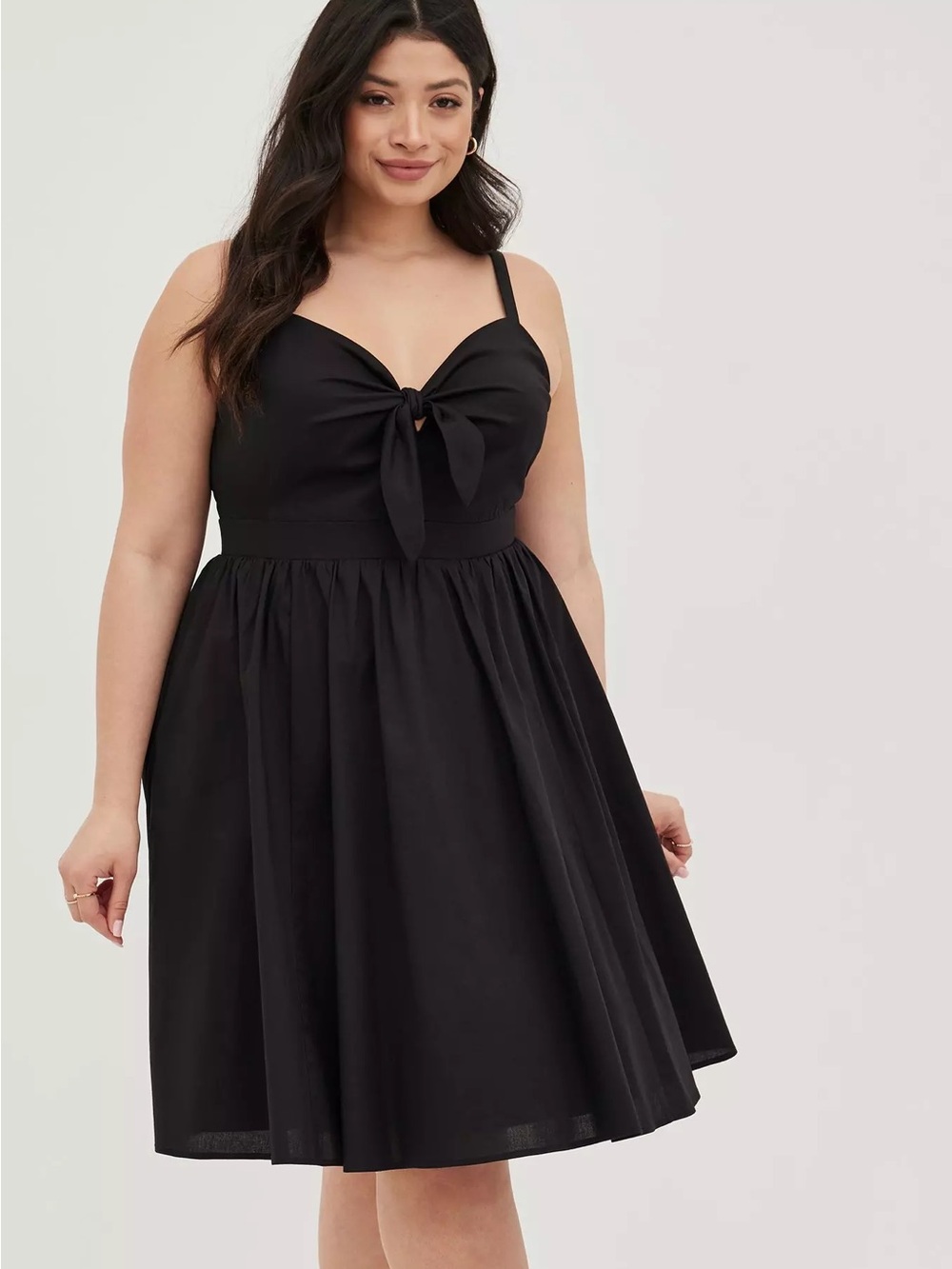 Torrid Black Tie-Front Fit & Flare Dress - Women mini poplin size 3